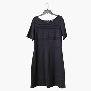 Jessica Howard Classic Black Ponte Dress Womens Size 14 Short Sleeve Knee Length